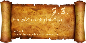 Forgács Borbála névjegykártya
